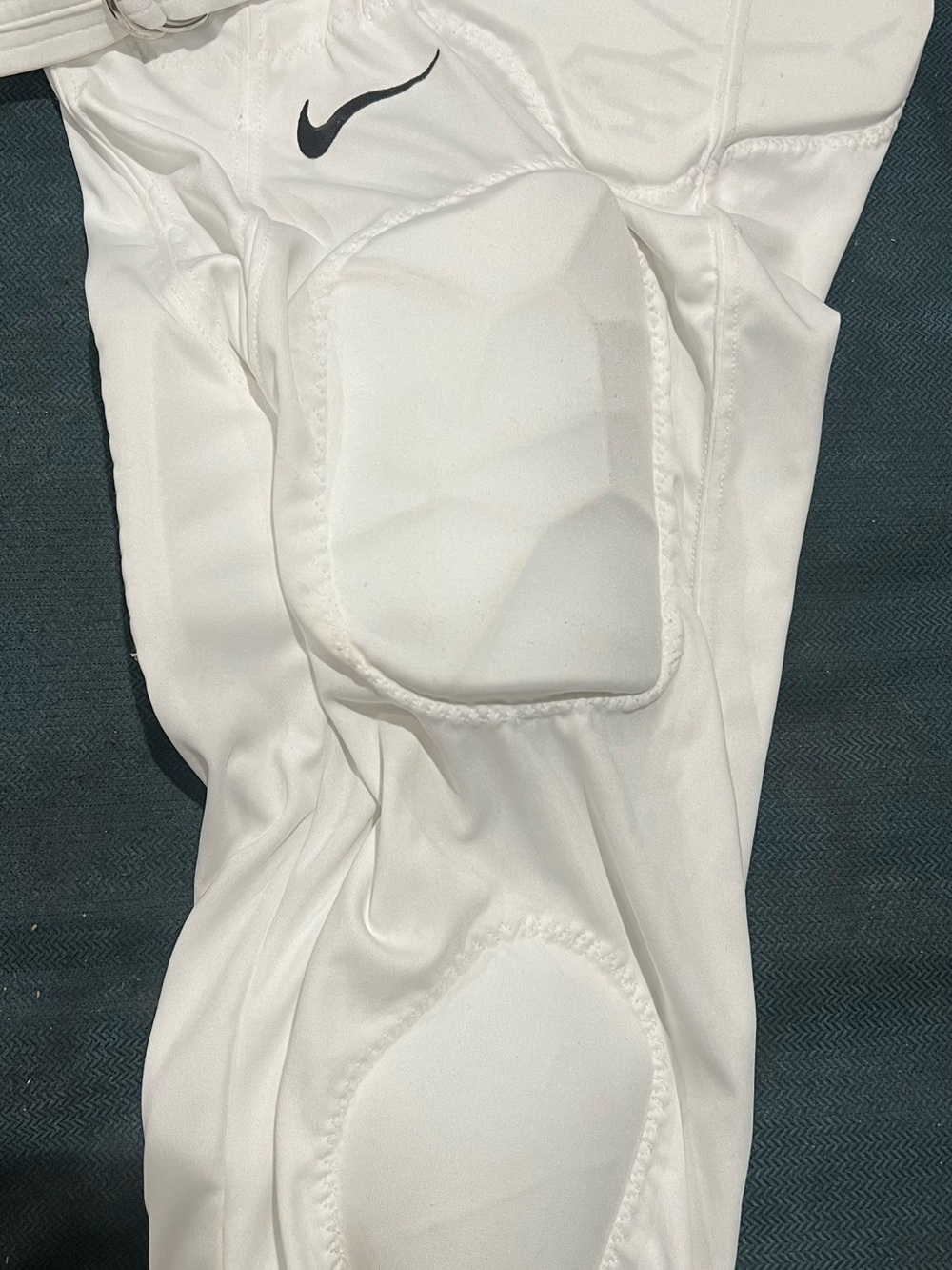 Nike White Athletic Padded Compression Tights with Black Swoosh